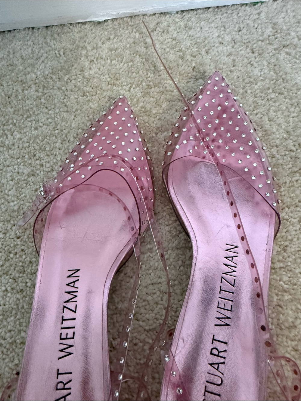 Stuart Weitzman Flats Glam Wrap Embellished Ankle Flats in Pink Jelly - Picture 8 of 8